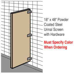 GLOBAL PARTITIONS 18" X 48" POWDER COATED STEEL URINAL SCREEN WITH HARDWARE