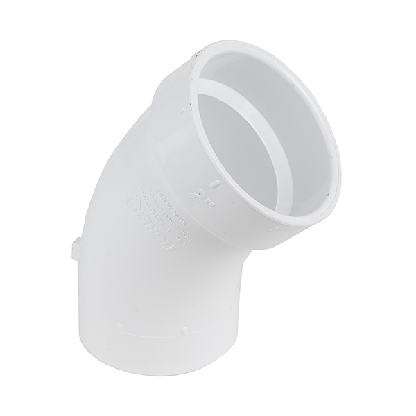 2" SCH 40 PVC DWV 45 DEG ST ELL 1/8 BEND SPGTXH 2" SCH 40 PVC DWV 45 DEG ST ELL 1/8 BEND SPGTXH
