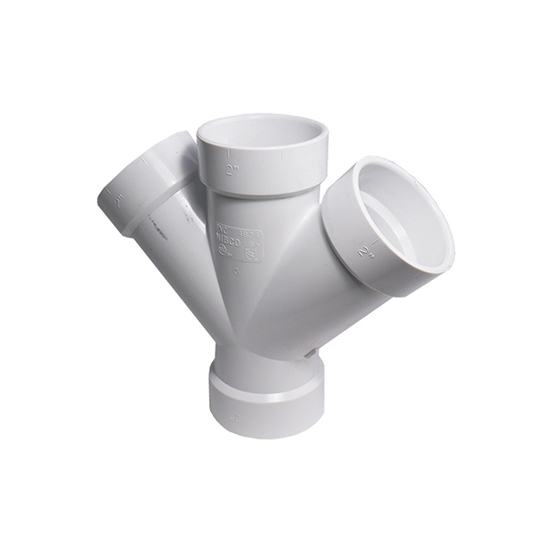 4" X 4" X 3" X 3" SCH 40 PVC DWV 45 DEG DBL WYE 4" X 4" X 3" X 3" SCH 40 PVC DWV 45 DEG DBL WYE