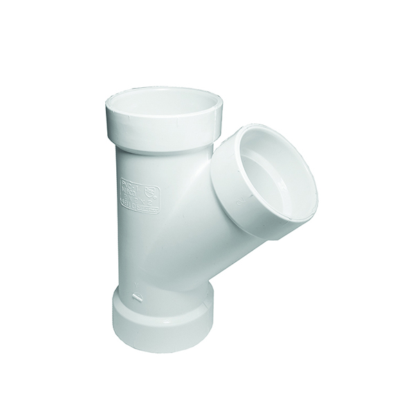 1-1/2" SCH 40 PVC DWV 45 DEG WYE H X H X H 1-1/2" SCH 40 PVC DWV 45 DEG WYE H X H X H