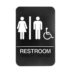 6” X 9” UNSEX SIGN W/CHAIR & BRAILLE - BLACK