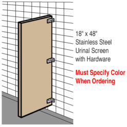 GLOBAL PARTITIONS 18" X 48" STAINLESS STEEL URINAL SCREEN WITH HARDWARE