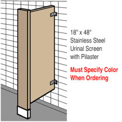 18" X 48" S/S URINAL SCREEN W/PILASTER