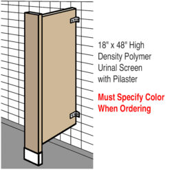 18" X 48" HDP URINAL SCREEN W/ PILASTER