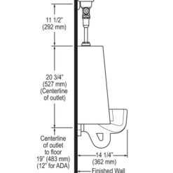 URINAL W/ ROYAL FLUSHOMETER - .125 GPF