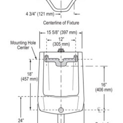URINAL W/ ROYAL FLUSHOMETER - .125 GPF