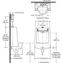 URINAL W/ ROYAL SIDE MOUNT OPERATOR - 0.25 GPF