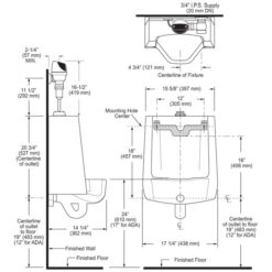 URINAL W/ G2 OPTIMA PLUS ECOS FLUSHOMETER - 0.25 GPF