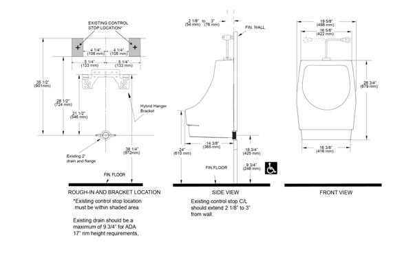RETROFIT HYBRID WATERLESS URINAL W/BRACKET RETROFIT HYBRID WATERLESS URINAL W/BRACKET