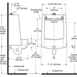 COMPLETE VITREOUS CHINA TOP SPUD URINAL - 0.125 THRU 1.0 GPF