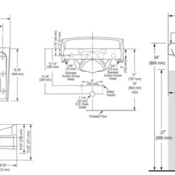 LAVATORY ADA VITREOUS CHINA W/ BACKSPLASH - 8" CENTERS WALL MOUNT