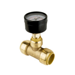 SHARKBITE 24440 PUSH FIT PRESSURE GAUGE 0-200 W/ 1” LF TEE