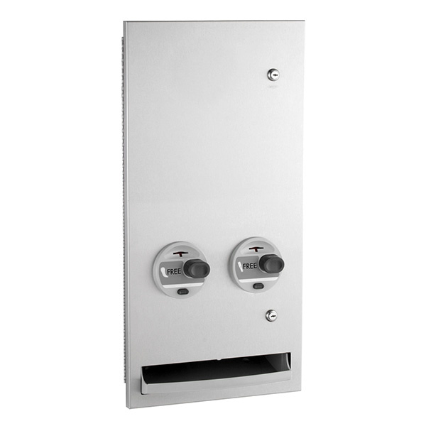 BOBRICK B-37063C RECESSED S/S NAPKIN/TAMPON VENDOR (FREE-NO COIN) BOBRICK B-37063C RECESSED S/S NAPKIN/TAMPON VENDOR (FREE-NO COIN)