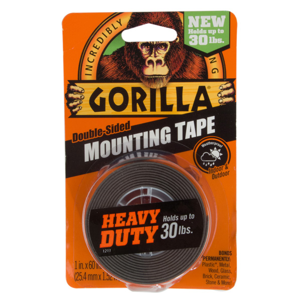GORILLA GLUE 6055002 GORILLA BLACK DOUBLE SIDED MOUNTING TAPE 1 IN. X 60 IN.HEAVY DUTY HOLDS UP TO 30 LBS GORILLA GLUE 6055002 GORILLA BLACK DOUBLE SIDED MOUNTING TAPE 1 IN. X 60 IN.HEAVY DUTY HOLDS UP TO 30 LBS