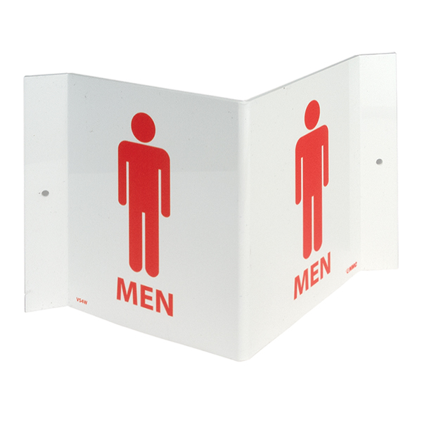 NATIONAL MARKER COMPANY VS4W 3-VIEW MEN’S ROOM SIGN 6” X 9” - RED ON WHITE NATIONAL MARKER COMPANY VS4W 3-VIEW MEN’S ROOM SIGN 6” X 9” - RED ON WHITE