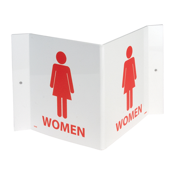 NATIONAL MARKER COMPANY VS5W 3-VIEW WOMEN’S ROOM SIGN 6” X 9” - RED ON WHITE NATIONAL MARKER COMPANY VS5W 3-VIEW WOMEN’S ROOM SIGN 6” X 9” - RED ON WHITE