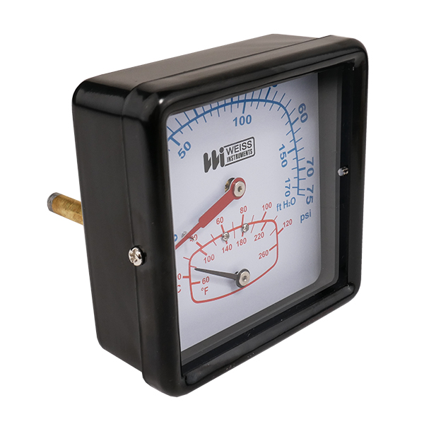 WEISS CTP40RSX 1/2” NPT BACK MT 3-1/2” TEMP/PRESSURE GAUGE WEISS CTP40RSX 1/2” NPT BACK MT 3-1/2” TEMP/PRESSURE GAUGE