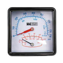 WEISS CTP40RSX 1/2” NPT BACK MT 3-1/2” TEMP/PRESSURE GAUGE