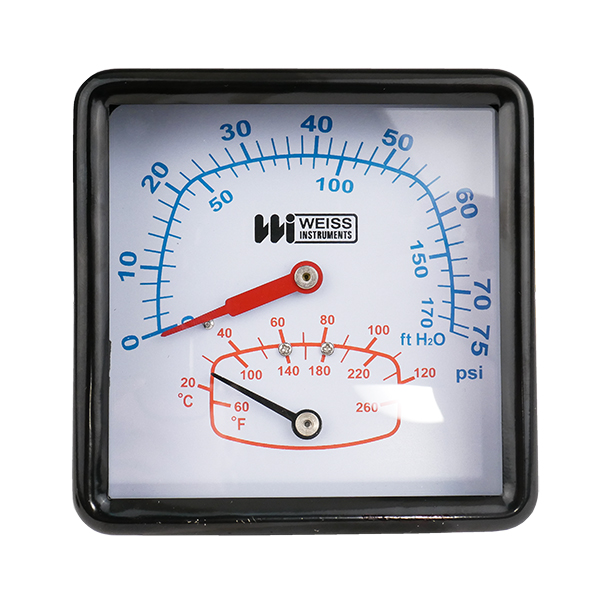 WEISS CTP40RSX 1/2” NPT BACK MT 3-1/2” TEMP/PRESSURE GAUGE WEISS CTP40RSX 1/2” NPT BACK MT 3-1/2” TEMP/PRESSURE GAUGE