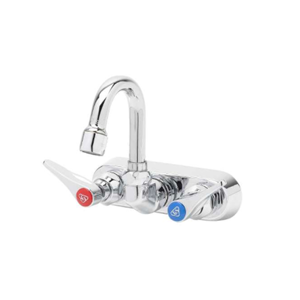 T&S BRASS B-1146-01-CR 4” WALL MT FAUCET W/ 2-15/16” GOOSENECK SPOUT & LEVER HANDLES T&S BRASS B-1146-01-CR 4” WALL MT FAUCET W/ 2-15/16” GOOSENECK SPOUT & LEVER HANDLES