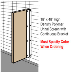 18” x 48” HDP URINAL SCREEN W/ CONTINUOUS BRACKET