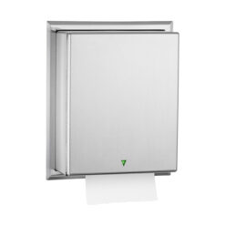 BOBRICK B-29744 SEMI-RECESSED AUTOMATIC ROLL PAPER TOWEL DISPENSER WITH LED LIGHT - STAINLESS STEEL