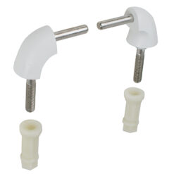 BEMIS HK84-000 / 1955CT TOILET SEAT HINGE SET SS/WHITE PLASTIC FOR BEMIS