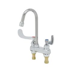 T&S BRASS B-0892-01 4” MEDICAL FAUCET W/ WING HANDLES & GOOSENECK SPOUT