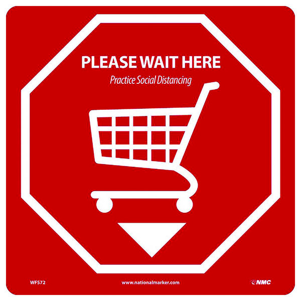 NATIONAL MARKER COMPANY WFS72 12” x 12” PLEASE WAIT HERE - SOCIAL DISTANCING FLOOR SIGN, ADHESIVE BACKED VINYL NATIONAL MARKER COMPANY WFS72 12” x 12” PLEASE WAIT HERE - SOCIAL DISTANCING FLOOR SIGN, ADHESIVE BACKED VINYL