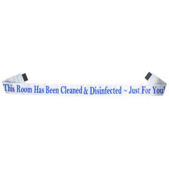 MAGNETIC DOOR BARRIER CDFY-01 “THIS ROOM HAS BEEN CLEANED & DISiNFECTED JUST FOR YOU” WHITE MAGNETIC DOOR BARRIER FOR 51” DOORWAY
