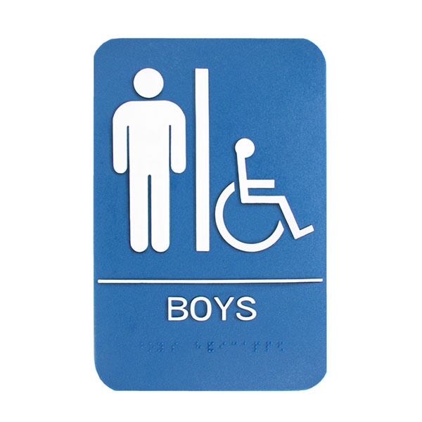 WALL ADA BOYS W/CHAIR & BRAILLE 6" X 9" SIGN WALL ADA BOYS W/CHAIR & BRAILLE 6" X 9" SIGN