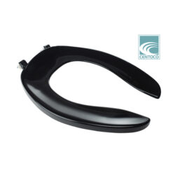BLACK CLOSET SEAT - ELONGATED WITH STAINLESS STEEL HINGE (6 PC)