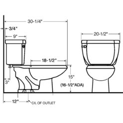 AMERICAN STANDARD COLONY3 1.28 GPF ADA TANK TYPE ELONGATED WATER CLOSET 12” ROUGH