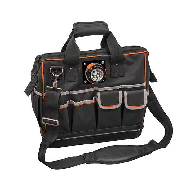 KLEIN TOOLS 55431 TOOL BAG W/ LED LIGHT & 31 POCKETS KLEIN TOOLS 55431 TOOL BAG W/ LED LIGHT & 31 POCKETS