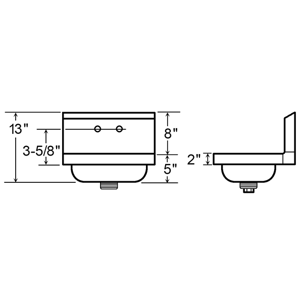 S/S WALL MT HAND WASH SINK W/ 4” CXC BACK MT HOLE PUNCH S/S WALL MT HAND WASH SINK W/ 4” CXC BACK MT HOLE PUNCH