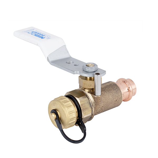 NIBCO PC-585HP-LF-HC 3/4” PRESS X HOSE CAP LF FULL PORT BRONZE BALL VALVE W/ REVERSIBLE HANDLE NIBCO PC-585HP-LF-HC 3/4” PRESS X HOSE CAP LF FULL PORT BRONZE BALL VALVE W/ REVERSIBLE HANDLE