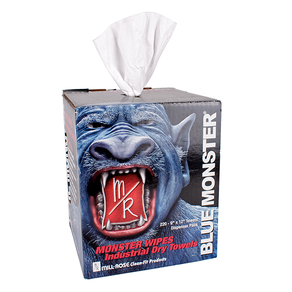MILL-ROSE 77100 BLUE MONSTER INDUSTRIAL DRY WIPES 220 COUNT 9" X 12" MILL-ROSE 77100 BLUE MONSTER INDUSTRIAL DRY WIPES 220 COUNT 9" X 12"