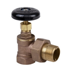 NIBCO THD-1155 1-1/4” IPS BR HOT WATER RADIATOR ANGLE GLOBE VALVE W/ GJ UNION NUT & TLPC