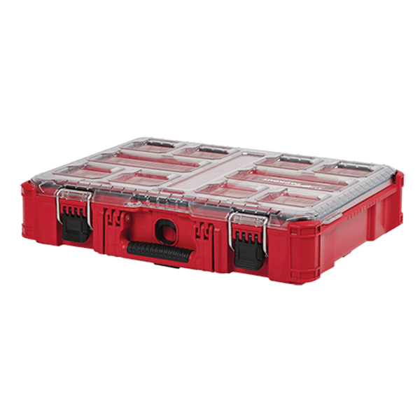 MILWAUKEE PACKOUT MODULAR STORAGE / ORGANIZER CASE W/ 10 REMOVABLE BINS MILWAUKEE PACKOUT MODULAR STORAGE / ORGANIZER CASE W/ 10 REMOVABLE BINS