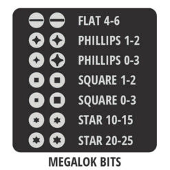 MEGALOK 1/4” QUICK CHANGE 15 IN 1 MULTI BIT SCREWDRIVER