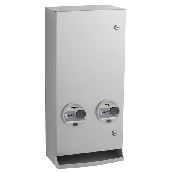 BOBRICK B-2706 SURFACE MOUNT STAINLESS STEEL NAPKIN/TAMPON VENDOR FREE OPERATION BOBRICK B-2706 SURFACE MOUNT STAINLESS STEEL NAPKIN/TAMPON VENDOR FREE OPERATION