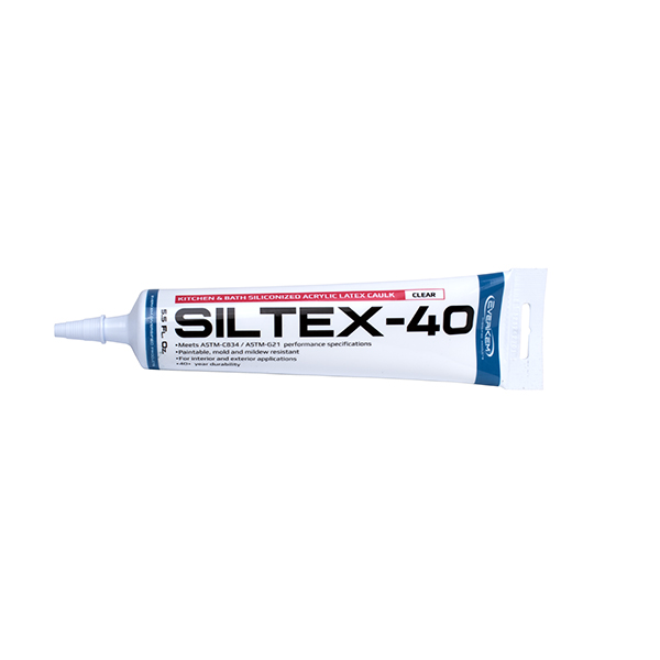 EVERKEM DIVERSIFIED PRODUCTS ST40-5C SILTEX 40 SILICONIZED ACRYLIC LATEX CAULK - CLEAR - 5.5 OZ TUBE EVERKEM DIVERSIFIED PRODUCTS ST40-5C SILTEX 40 SILICONIZED ACRYLIC LATEX CAULK - CLEAR - 5.5 OZ TUBE