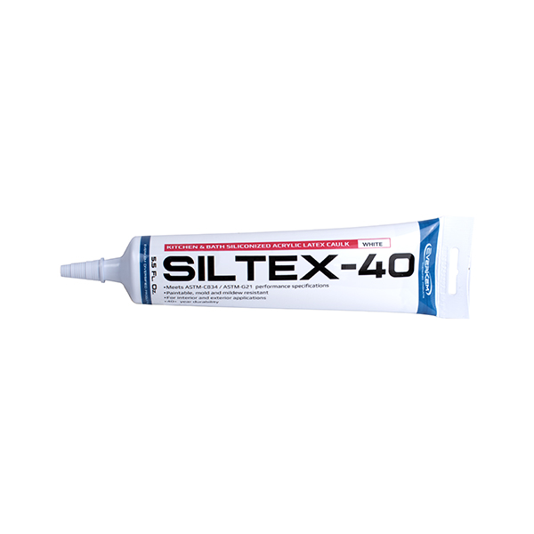 SILTEX 40 SILICONIZED ACRYLIC LATEX CAULK - WHITE - 5.5 OZ TUBE SILTEX 40 SILICONIZED ACRYLIC LATEX CAULK - WHITE - 5.5 OZ TUBE