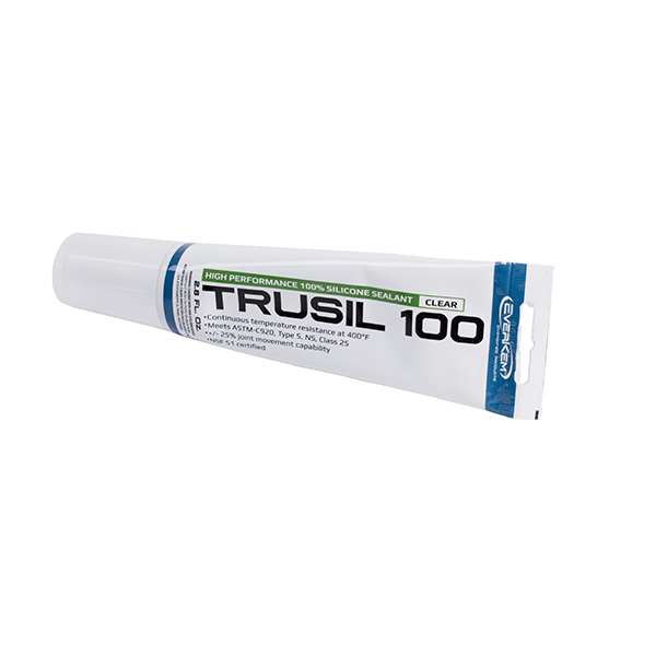 TRUSIL 100 100% ACETOXY SILICONE SEALANT - CLEAR - 2.8 OZ TUBE TRUSIL 100 100% ACETOXY SILICONE SEALANT - CLEAR - 2.8 OZ TUBE