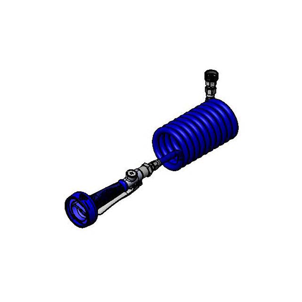 T&S BRASS PJ-108H-CH01 HIGH-FLOW JET SPRAY WITH BLUE COILED HOSE AND FEMALE INLET ADAPTER T&S BRASS PJ-108H-CH01 HIGH-FLOW JET SPRAY WITH BLUE COILED HOSE AND FEMALE INLET ADAPTER