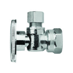 EVERFLOW SUPPLIES INC 81358PR-NL CHROME PLATED LEAD-FREE ANGLE STOP VALVE 5/8 OD X 3/8 OD (1/4 TURN)