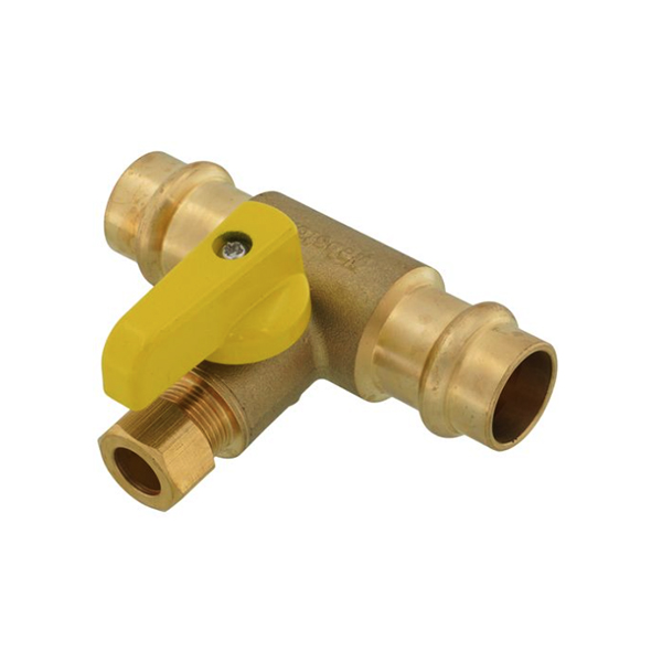 3/8” COMP X 1/2” PRESS TEE FITTING BRASS BALL VALVE 3/8” COMP X 1/2” PRESS TEE FITTING BRASS BALL VALVE