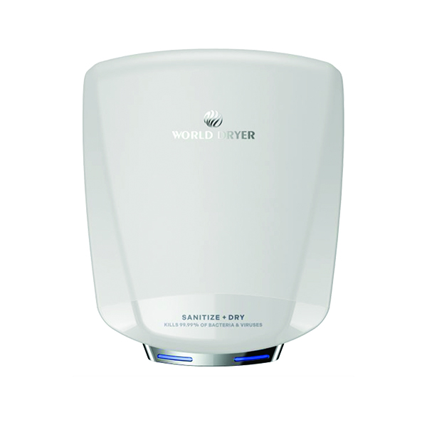 WORLD DRYER S-774A SANITIZE & DRY HAND DRYER - TWO TONE WHITE FINISH WORLD DRYER S-774A SANITIZE & DRY HAND DRYER - TWO TONE WHITE FINISH