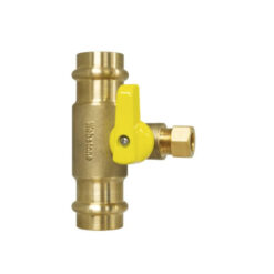 NIBCO H-80670W-T12 1/4” COMP X 1/2” PRESS TEE FITTING BRASS FULL PORT BALL VALVE
