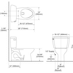 TOTO DRAKE 1.28 ELONGATED WHITE CLOSET-TANK TYPE